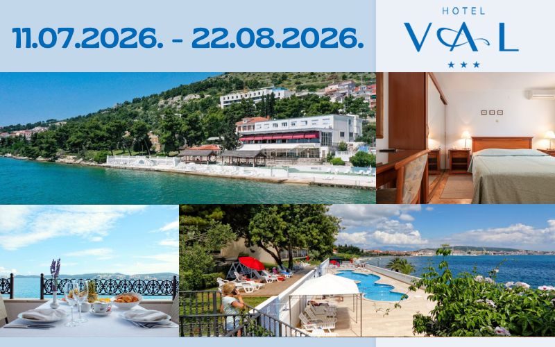 Uživajte u bezbrižnom odmoru u Hotelu Val 3* ex Hotel Jadran 3* u Segetu Donjem, gdje vas očekuju mirno okruženje, ugodna atmosfera i lokacija uz samu obalu!